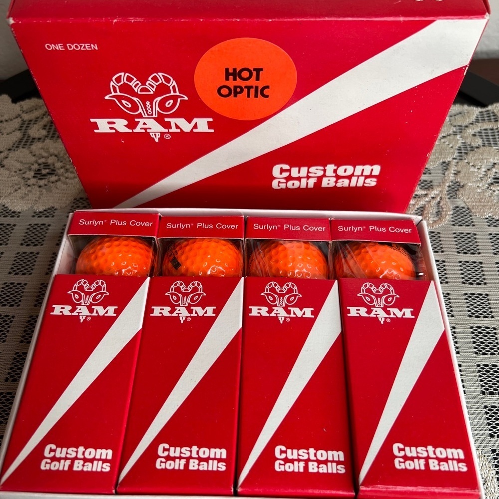 Ram Custom Golf Balls Stamped EUREKA The Very Best Vacs Hot Optic Orange 12 Pack